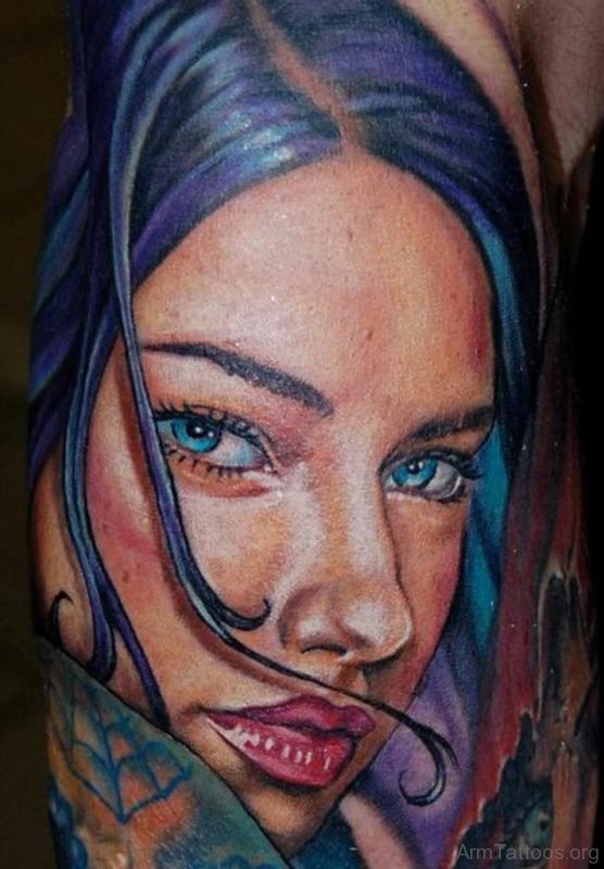 Color Girl Portrait Tattoo 