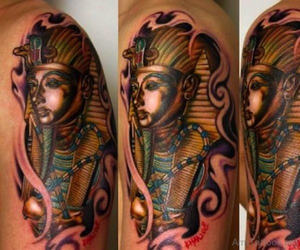 Colored Egyptian Tattoo On Arm