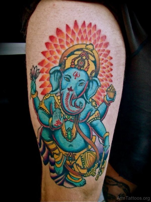 Colored Ganesha Tattoo Design