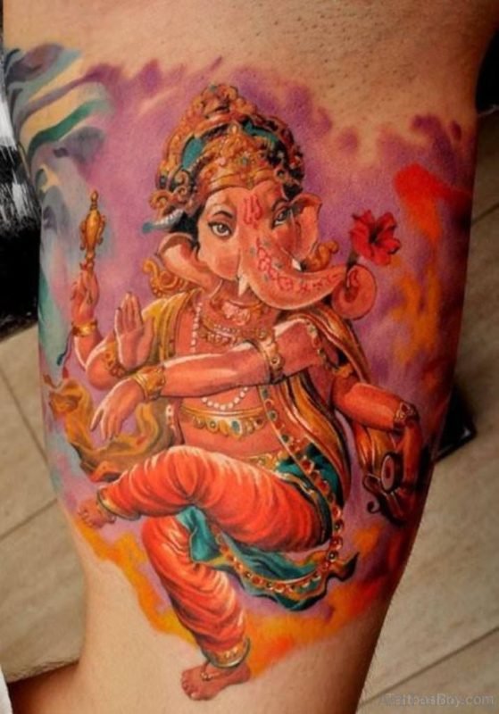 Colored Ganesha Tattoo Design 