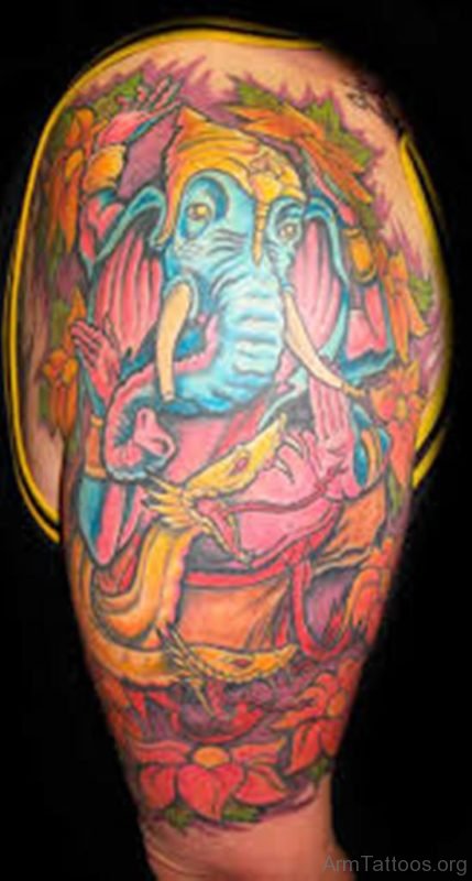 Colored Ganesha Tattoo 
