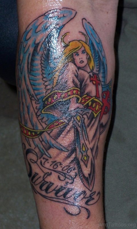 Colored Guardian Angel Tattoo