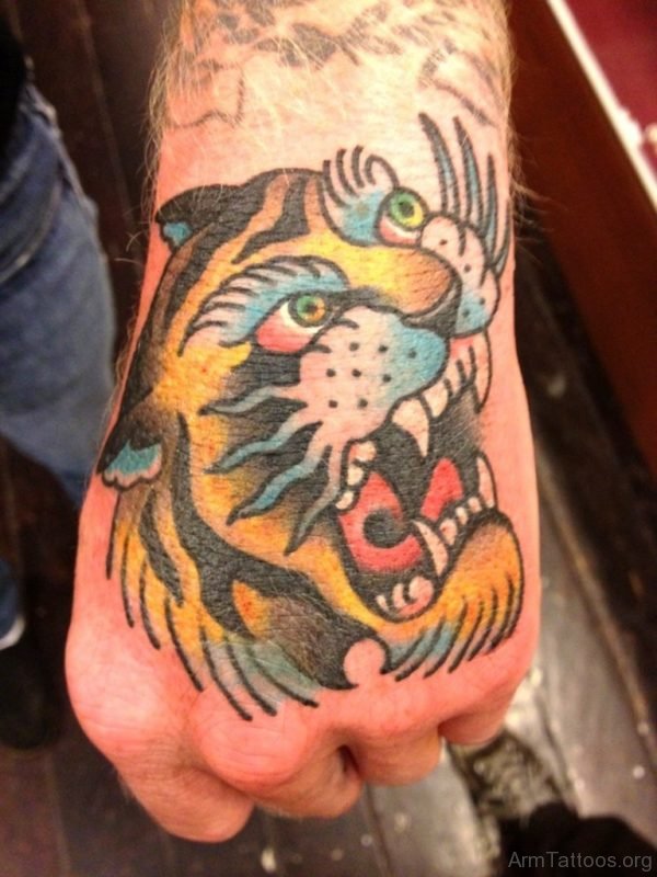 Colored Ink Tiger Tattoo