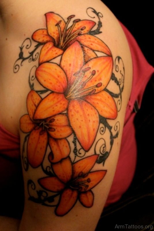 Colored Lily Tattoo