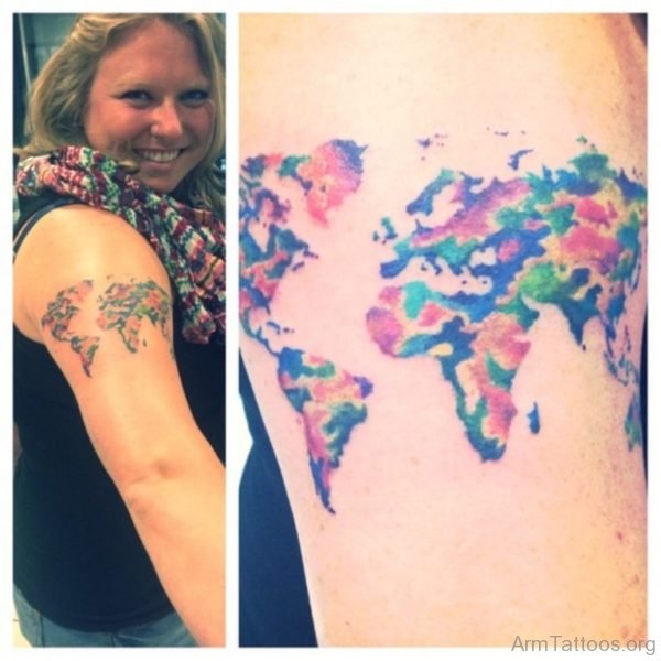 Colored Map Tattoo