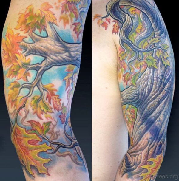 Colored Tree Tattoo Design 1