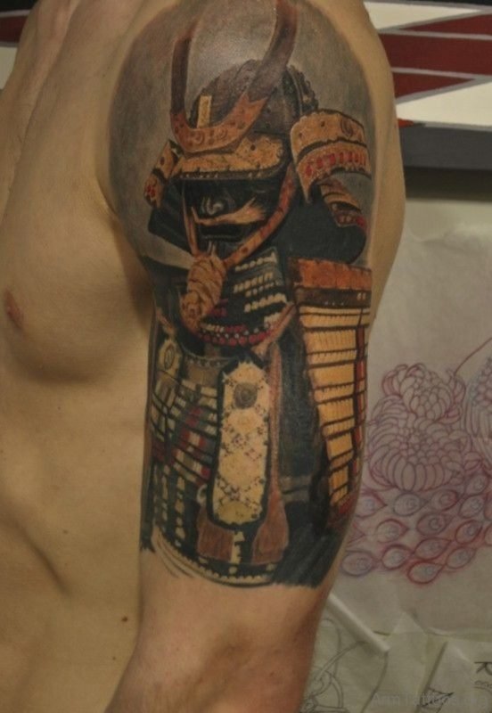 Colored Warrior Head Tattoo