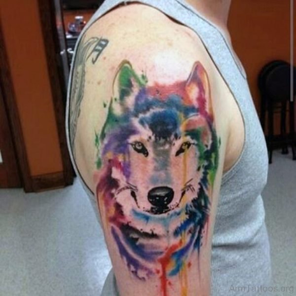 Colored Wolf Tattoo 