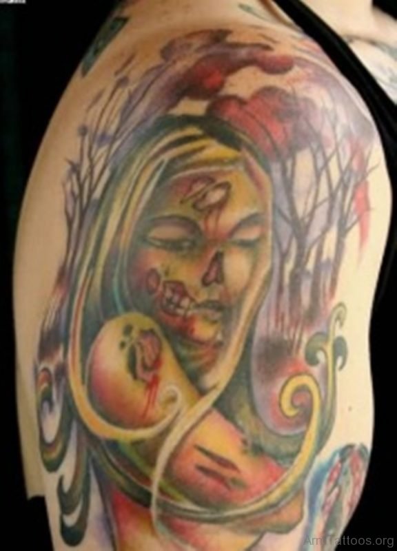 Colored Zombie Tattoo