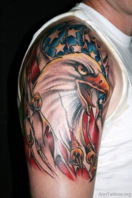 American Eagle Tattoo Design On Half Sleeve 