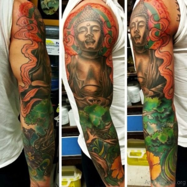 Attractive Buddha Tattoo On Arm 