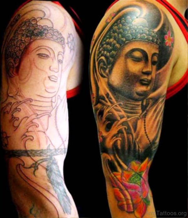 Colorful Buddha Tattoo Design For Arm 