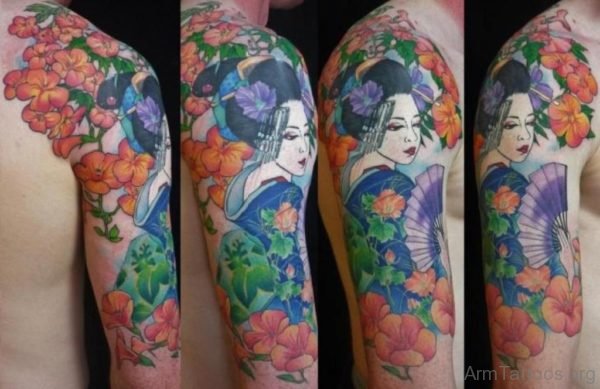 Colorful Geisha Tattoo