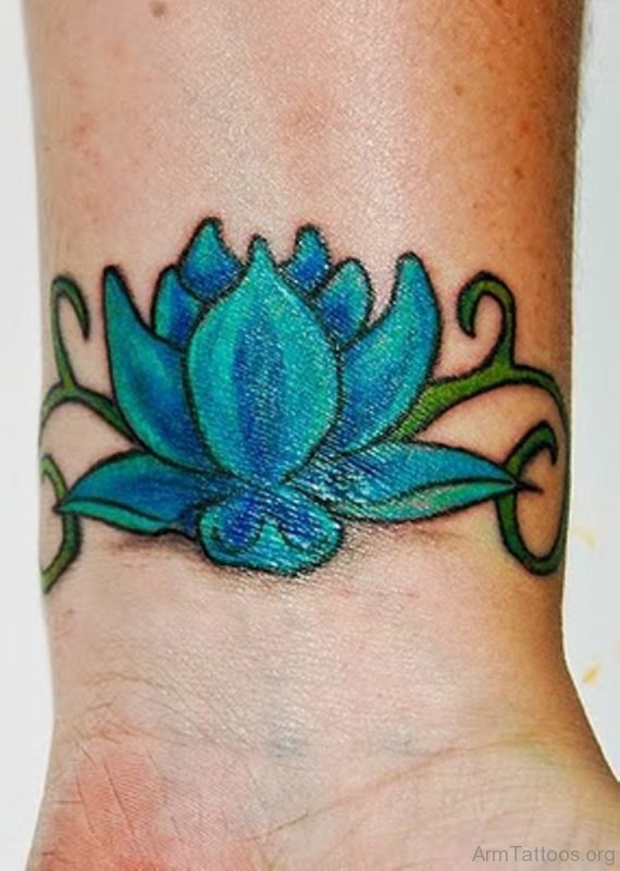 Colorful Lotus Tattoo On Wrist 