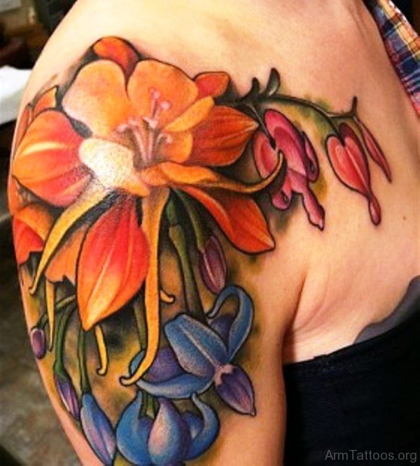 Colorful Flowers Tattoo 