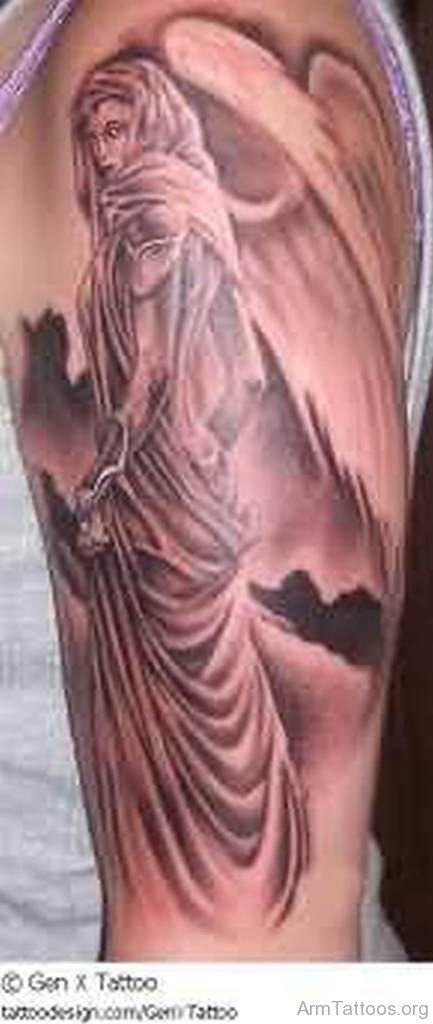 Cool Angel Tattoo Design On Arm