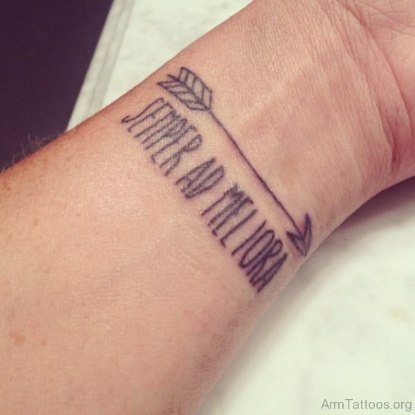 Cool Lettering Arrow Tattoo 