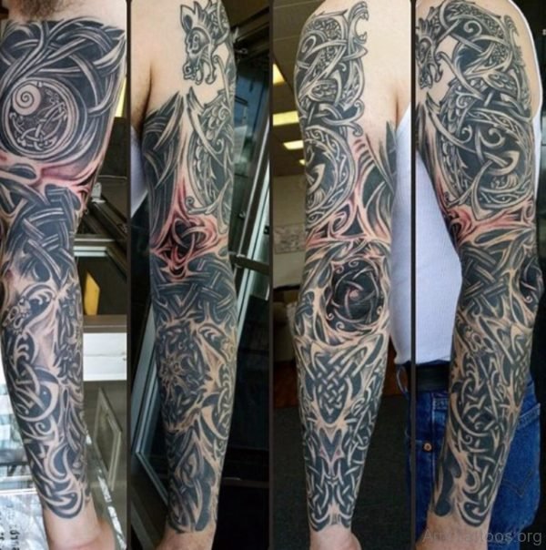 Cool Mens Full Sleeve Celtic Knot Tattoo