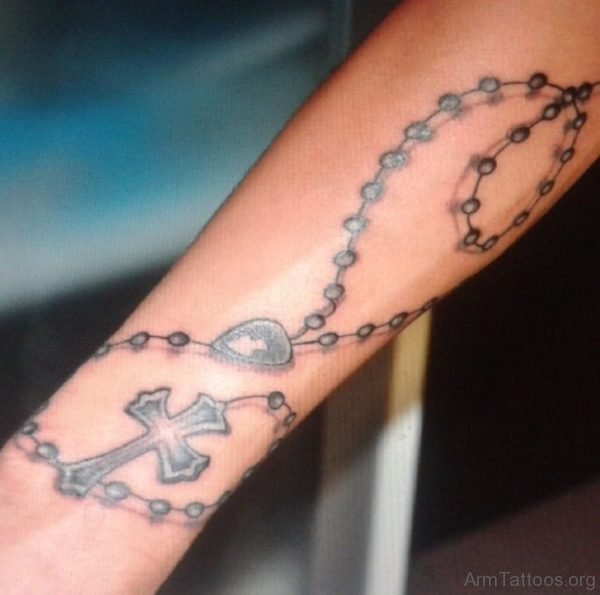 Cool Rosary Tattoo On Arm