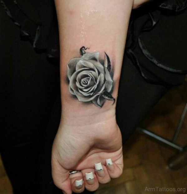 Cool Rose Tattoo On Wrist 