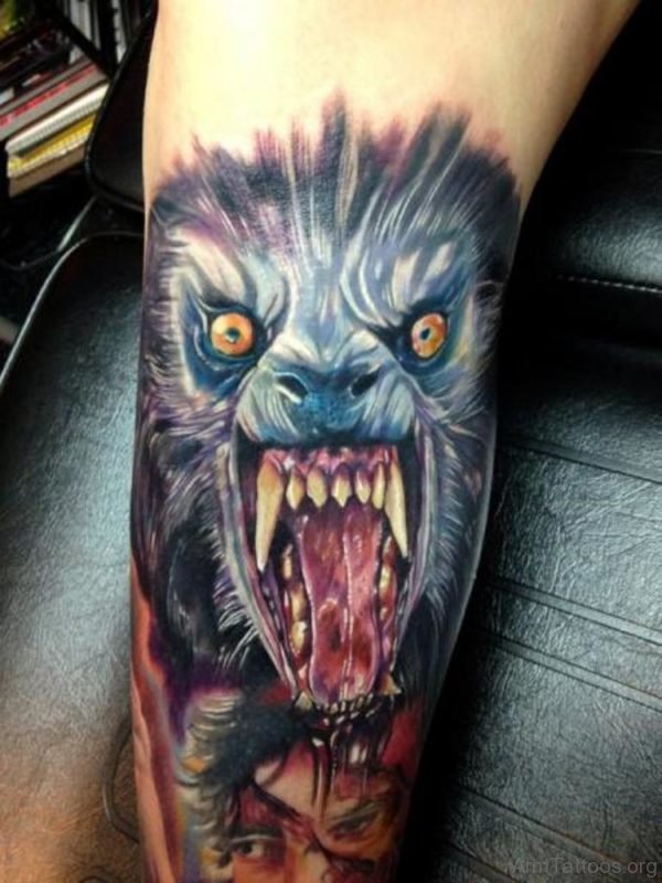 Cool Wolf Tattoo On Arm