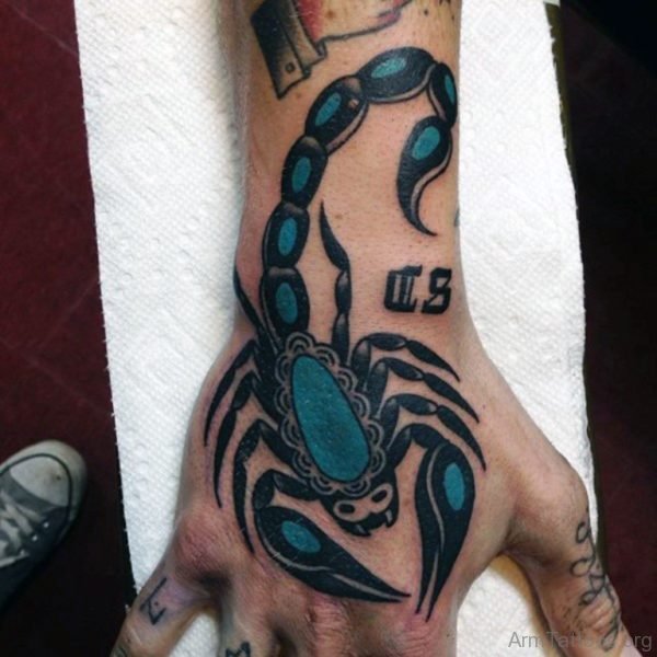 Coral Blue Scorpion Tattoo