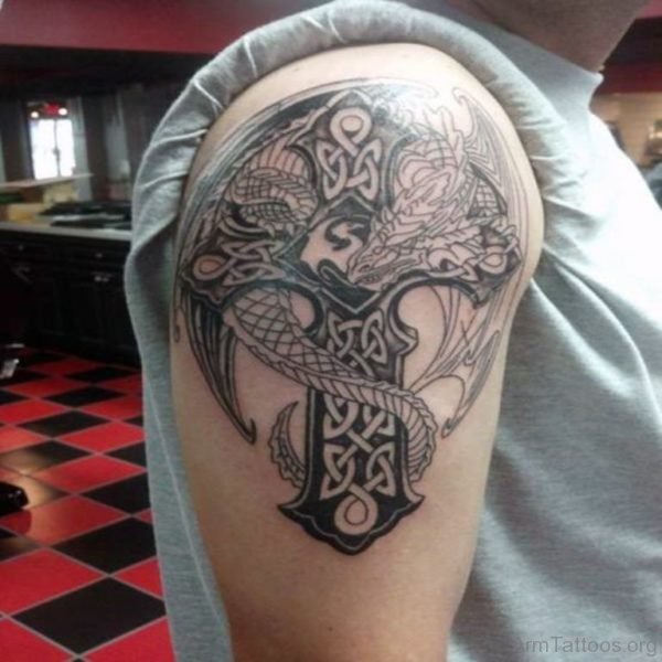 Cross And Snake Tattoo