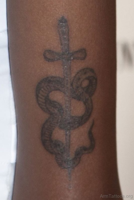 Cross And Snake Tattoo 