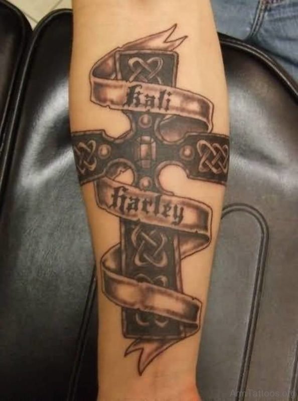 Cross Banner Tattoo