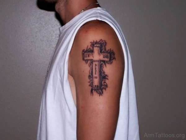 Cross Tattoo Design On Bicep 