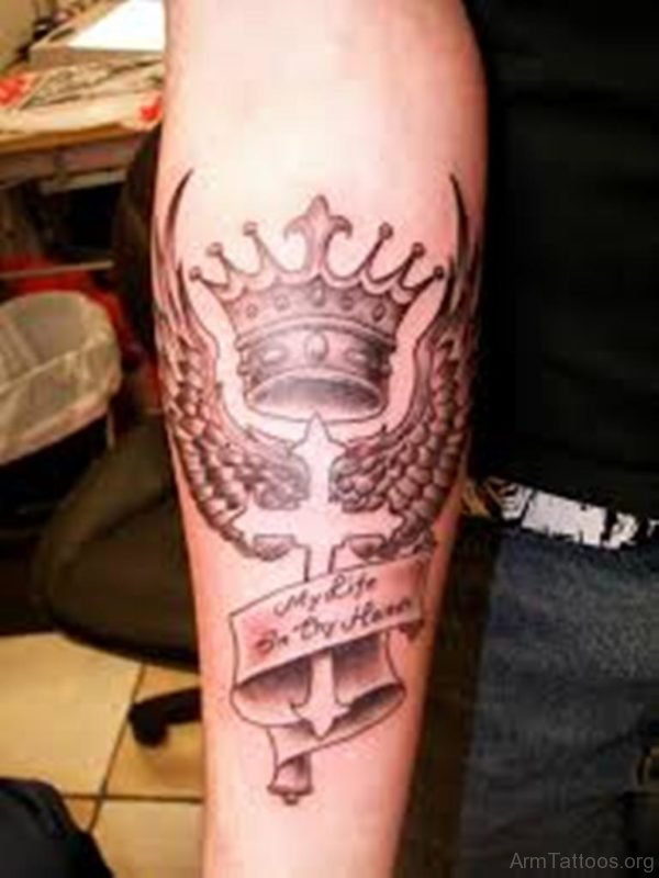 Crown And Cross Tattoo