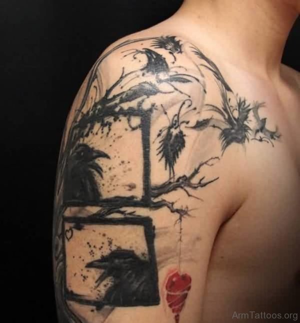 Crows On Tree Tattoo