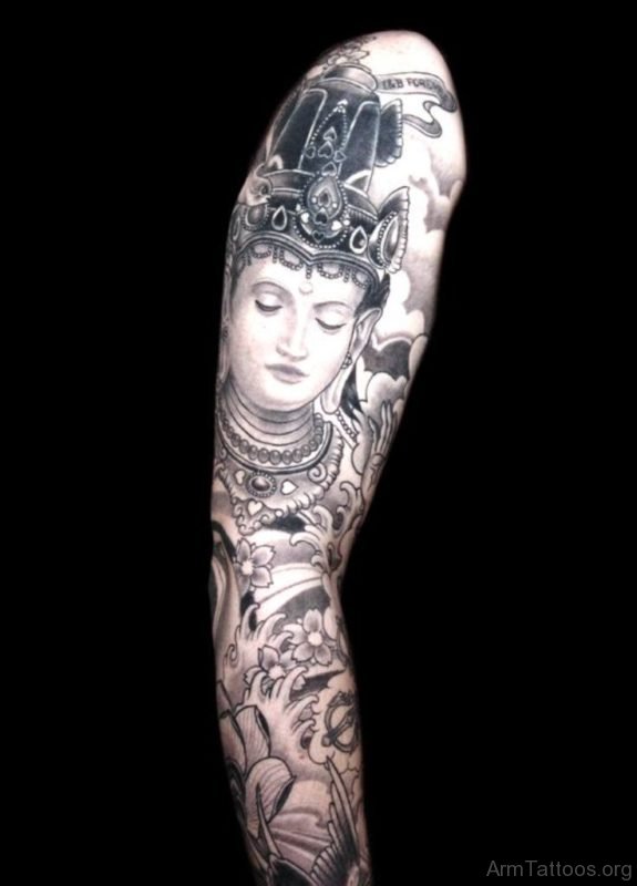 Mind Blowing Buddha Tattoo On Arm 