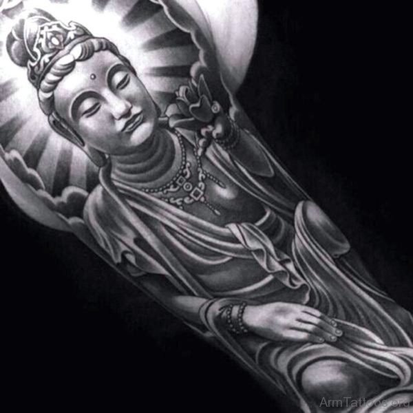 Cute Buddha Tattoo On Arm 