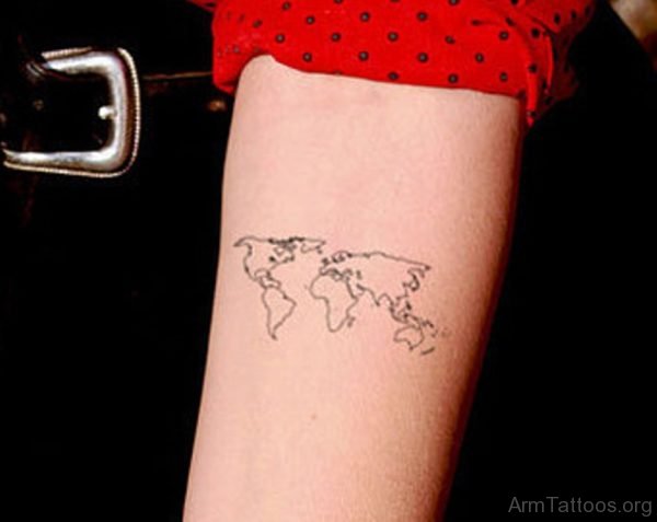 Cute Map Tattoo On Arm