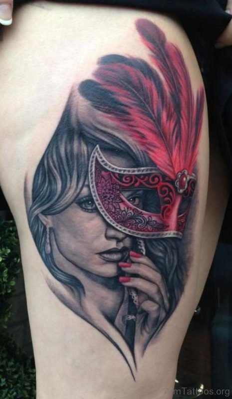 Cute Venetian Mask Tattoo