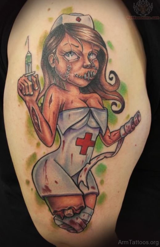 Cute Zombie Nurse Tattoo