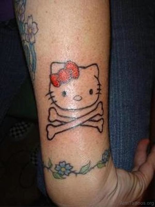 Cute cat tattoo design on arm