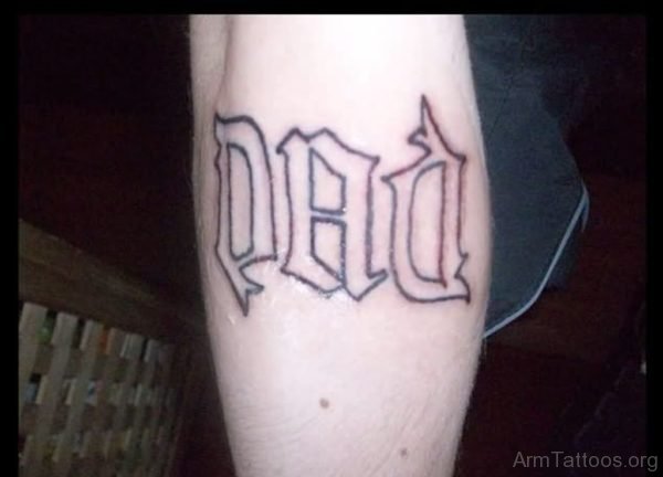 Dad Outline Ambigram Tattoo On Arm