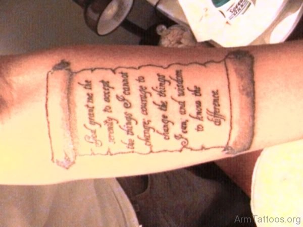 Dazzling Scroll Tattoo On Arm 
