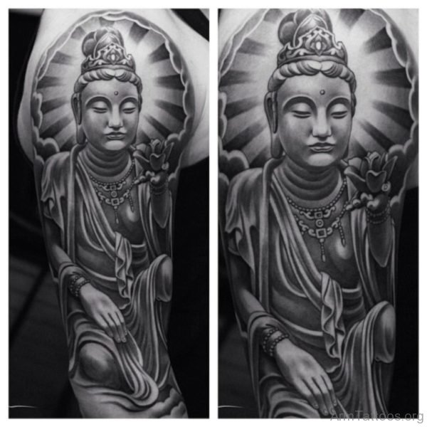 Decent Buddha Tattoo Design On Arm 