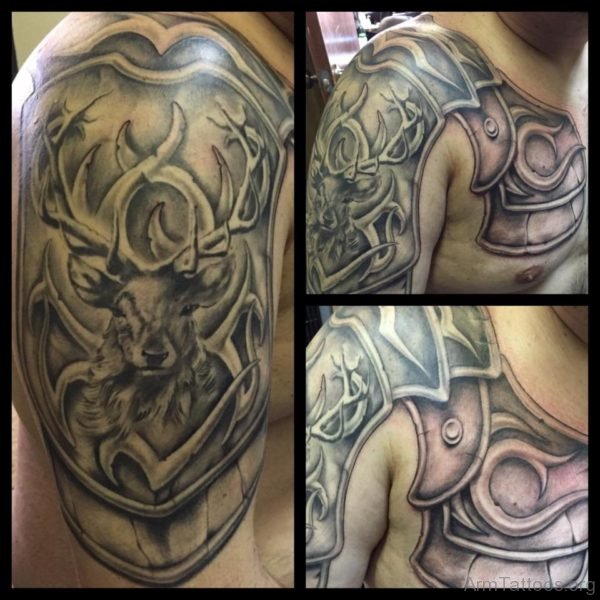 Deer Armour Shoulder Tattoo st74042