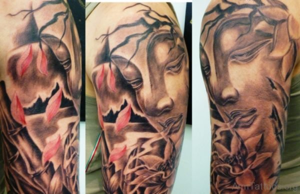 Delightful Buddha Tattoo Design On Arm 