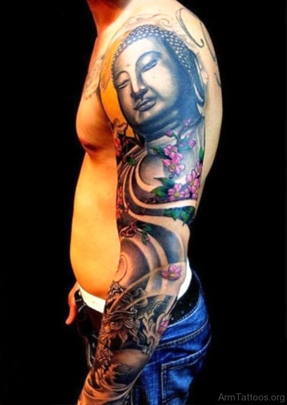 Delightful Buddha Tattoo For Arm 