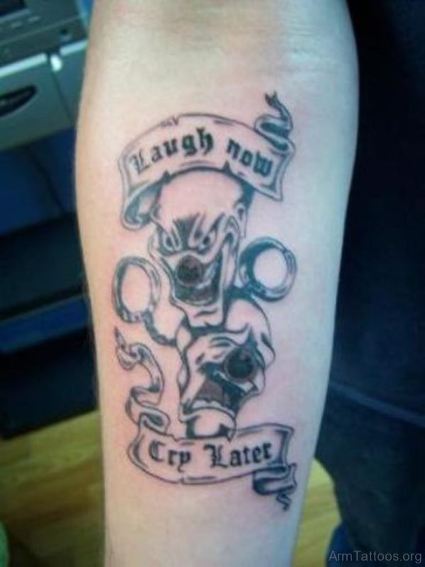 Devil And Wording Tattoo