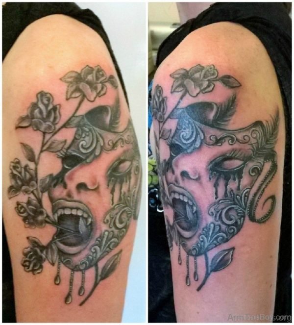 Devil Mask Tattoo For Arm 