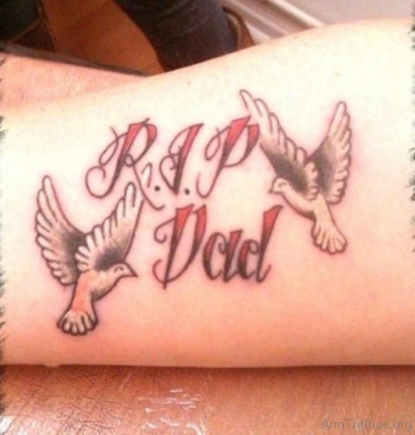 Dove And Dad Word Tattoo