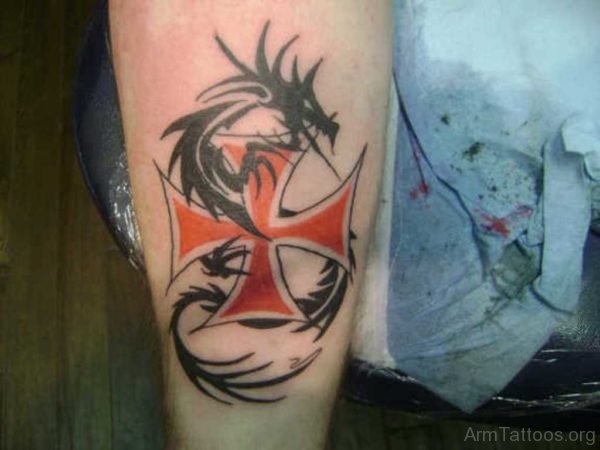 Dragon And Cross Tattoo