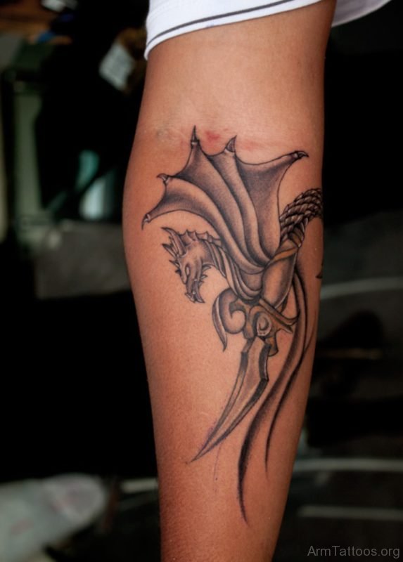 Dragon Around Dagger Tattoo