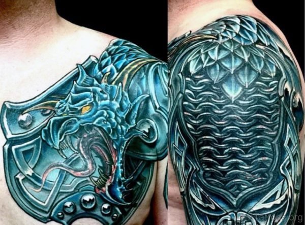 Dragon Celtic Shoulder Armor Tattoo For Men
